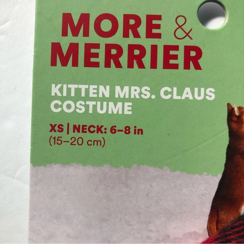 NWT kitten Mrs Claus Neck Hat Costume XS